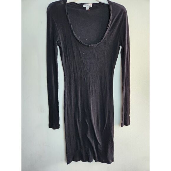 Standard James Perse Black Ribbed Cotton Scoop Neck Dress size 2 or Medium - Picture 3 of 13